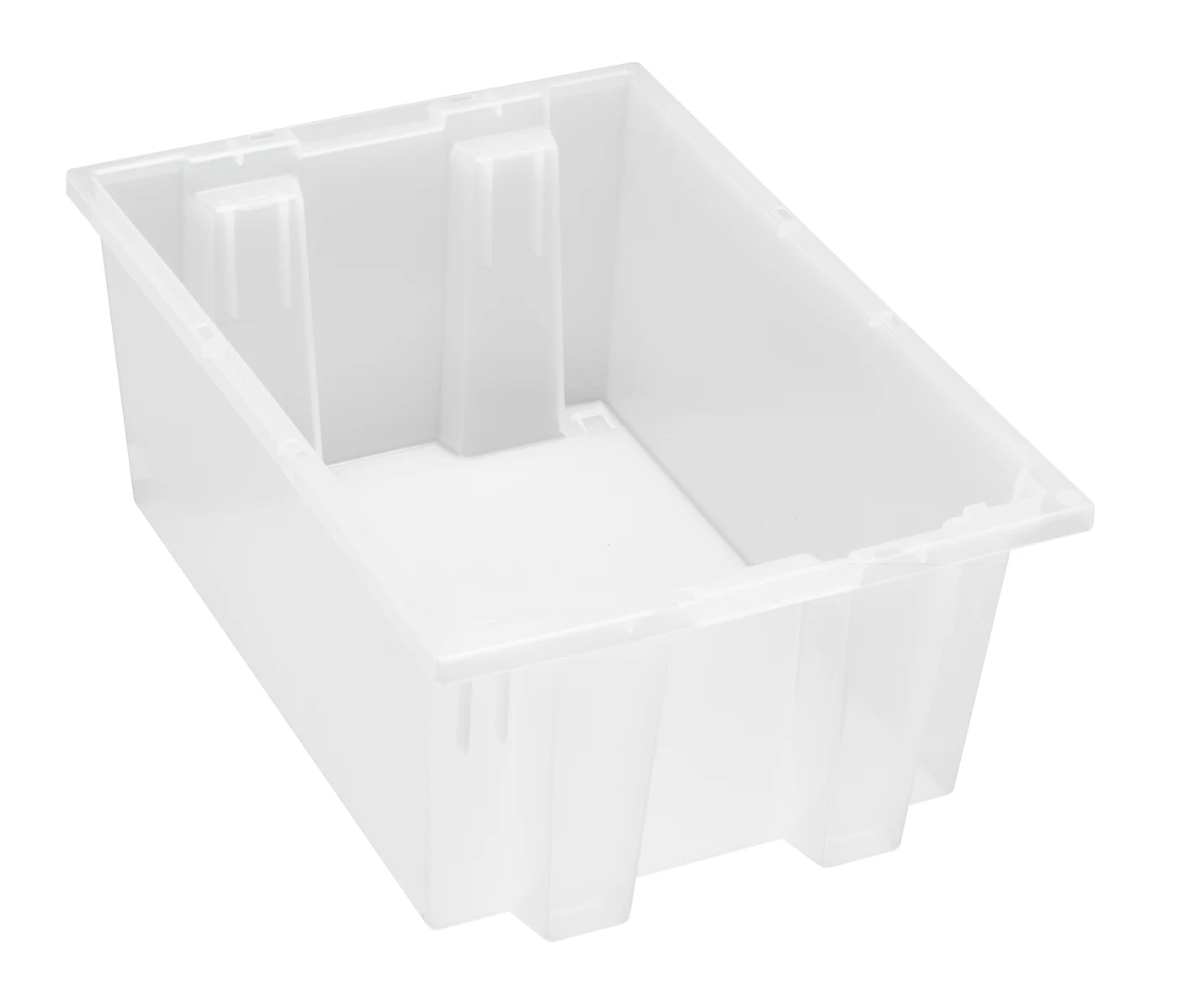 Quantum SNT200CLCS Stack and Nest Tote, 19-1/2"D x 13-1/2"W x 8"H, Clear, Case of 6