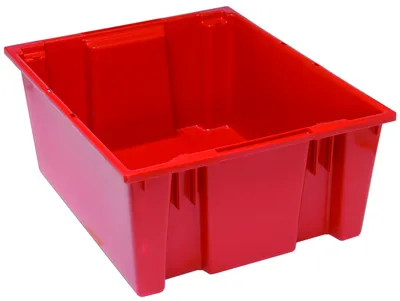 Quantum SNT225RD Stack and Nest Tote, 23-1/2"D x 19-1/2"W x 10"H, Red