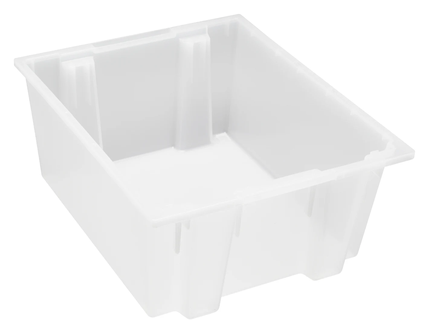 Quantum SNT225CLNB Stack and Nest Tote, 23-1/2"D x 19-1/2"W x 10"H, Clear