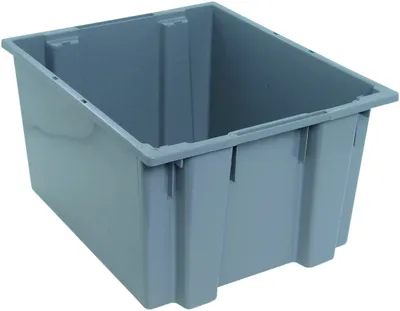 Quantum SNT230GY Stack and Nest Tote, 23-1/2"D x 19-1/2"W x 13"H, Gray