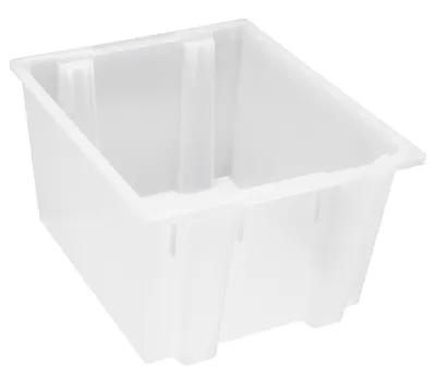 Quantum SNT230CL Stack and Nest Tote, 23-1/2"D x 19-1/2"W x 13"H, Clear