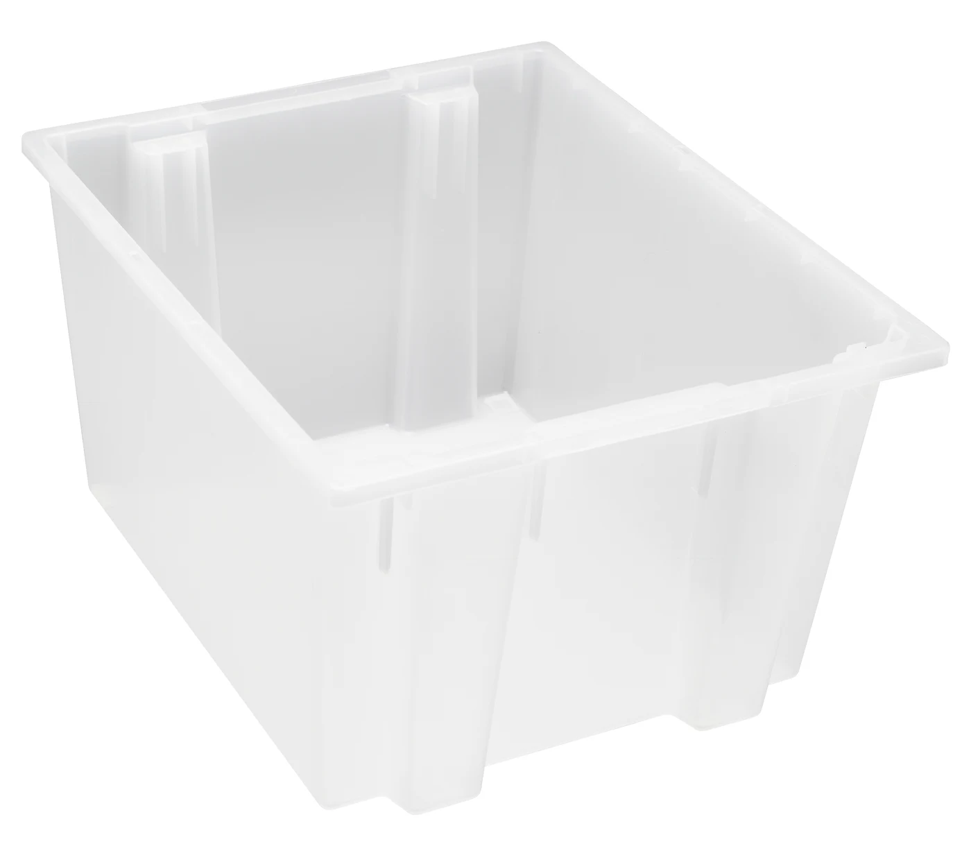 Quantum SNT230CL Stack and Nest Tote, 23-1/2"D x 19-1/2"W x 13"H, Clear