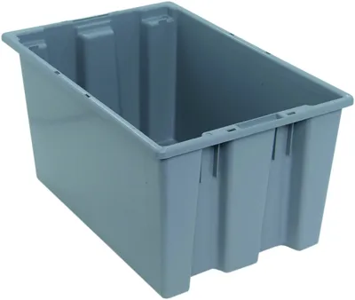Quantum SNT240GYCS Stack and Nest Tote, 23-1/2"D x 15-1/2"W x 12"H, Gray, Case of 3