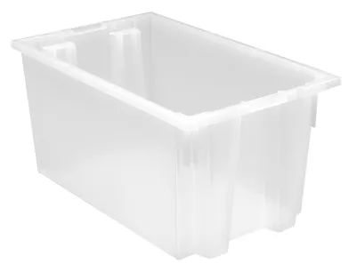 Quantum SNT240CLCS Stack and Nest Tote, 23-1/2"D x 15-1/2"W x 12"H, Clear, Case of 3