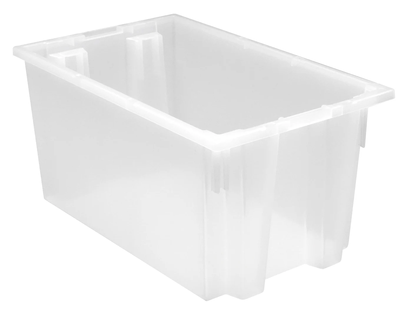Quantum SNT240CLCS Stack and Nest Tote, 23-1/2"D x 15-1/2"W x 12"H, Clear, Case of 3