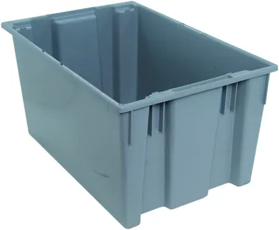 Quantum SNT300GY Stack and Nest Tote, 29-1/2"D x 19-1/2"W x 15"H, Gray