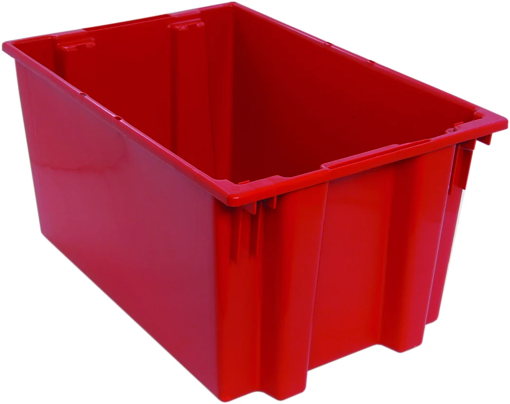 Quantum SNT300RD Stack and Nest Tote, 29-1/2"D x 19-1/2"W x 15"H, Red