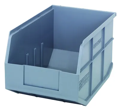 Quantum SSB423GYCS Stackable Shelf Bin, 8-1/4"W x 12"D x 7"H, Gray, Case of 6