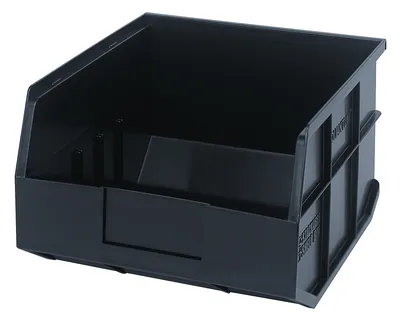 Quantum SSB425BKCS Stackable Shelf Bin, 11"W x 12"D x 7"H, Black, Case of 6