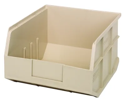 Quantum SSB425IVCS Stackable Shelf Bin, 11"W x 12"D x 7"H, Ivory, Case of 6