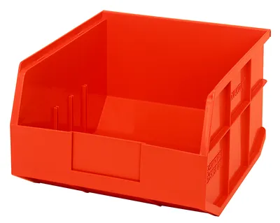 Quantum SSB425ORCS Stackable Shelf Bin, 11"W x 12"D x 7"H, Orange, Case of 6
