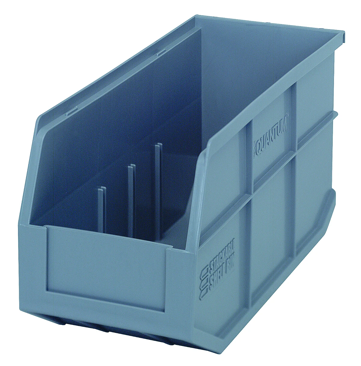 Quantum SSB441GYCS Stackable Shelf Bin, 6"W x 14"D x 7"H, Gray, Case of 6