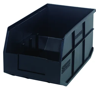 Quantum SSB443BKCS Stackable Shelf Bin, 8-1/4"W x 14"D x 7"H, Black, Case of 12