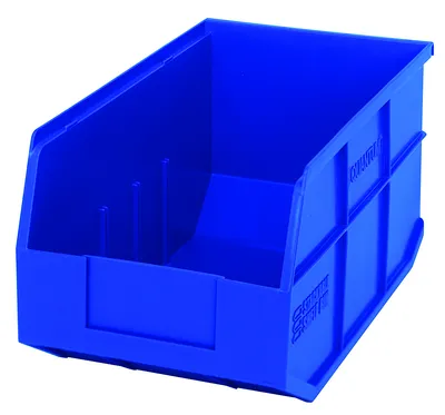 Quantum SSB443BLCS Stackable Shelf Bin, 8-1/4"W x 14"D x 7"H, Blue, Case of 12
