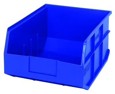Quantum SSB445BLCS Stackable Shelf Bin, 11"W x 14"D x 7"H, Blue, Case of 6