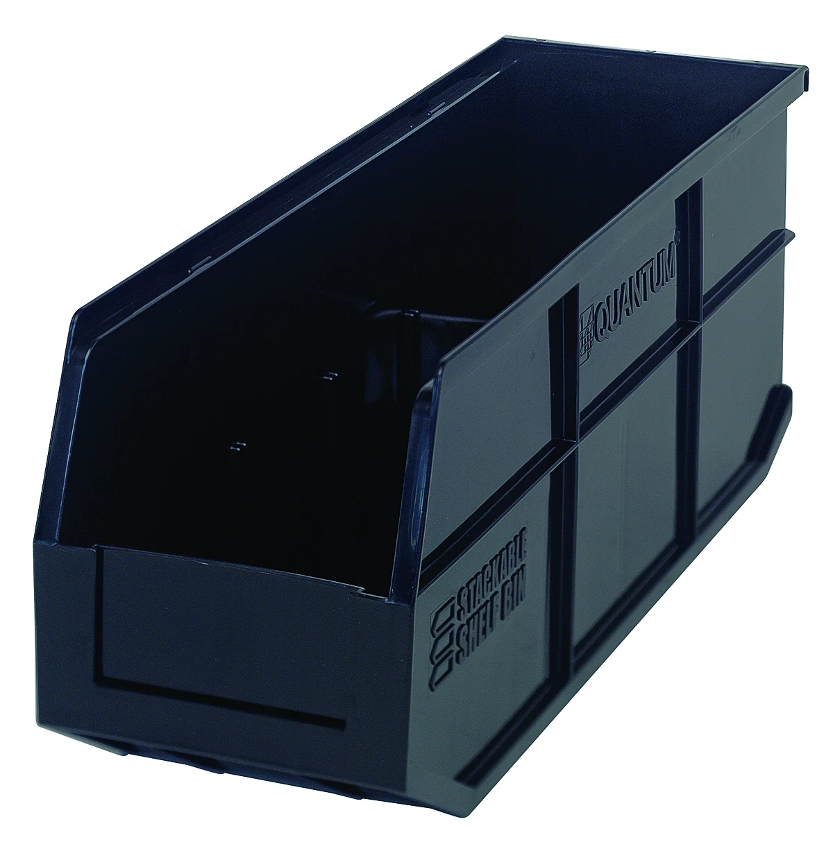 Quantum SSB461BKCS Stackable Shelf Bin, 6"W x 18"D x 7"H, Black, Case of 6