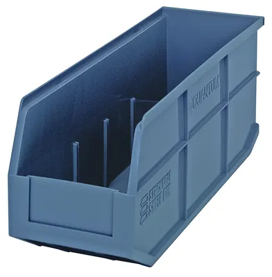 Quantum SSB461GYCS Stackable Shelf Bin, 6"W x 18"D x 7"H, Gray, Case of 6