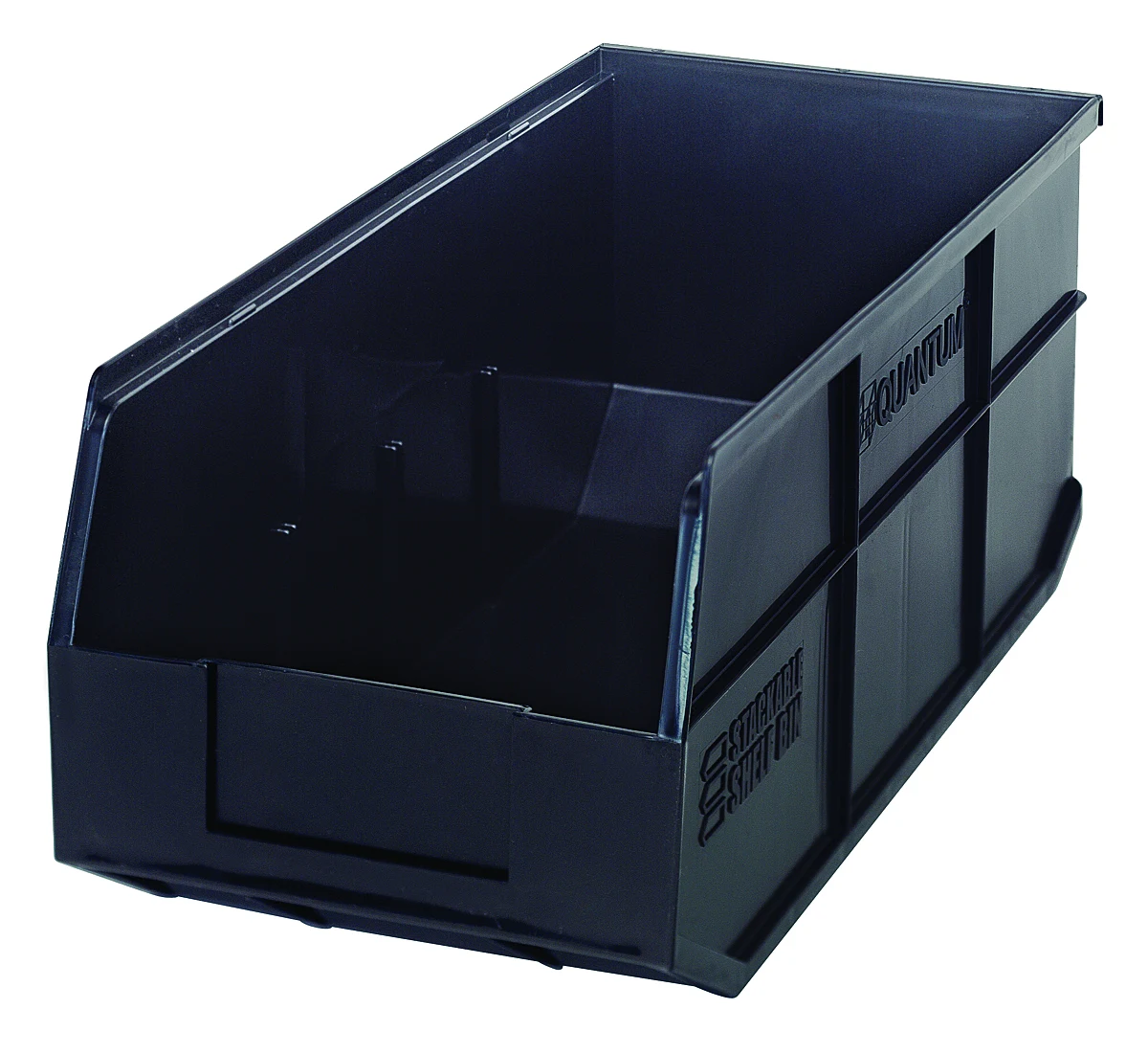 Quantum SSB463BKCS Stackable Shelf Bin, 8-1/4"W x 18"D x 7"H, Black, Case of 6
