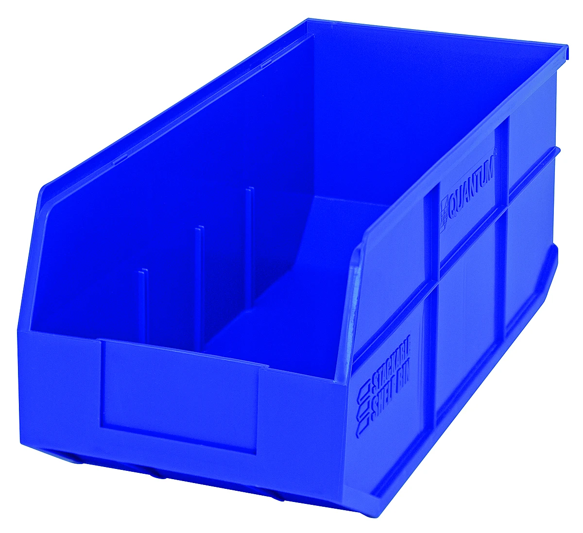Quantum SSB463BLCS Stackable Shelf Bin, 8-1/4"W x 18"D x 7"H, Blue, Case of 6
