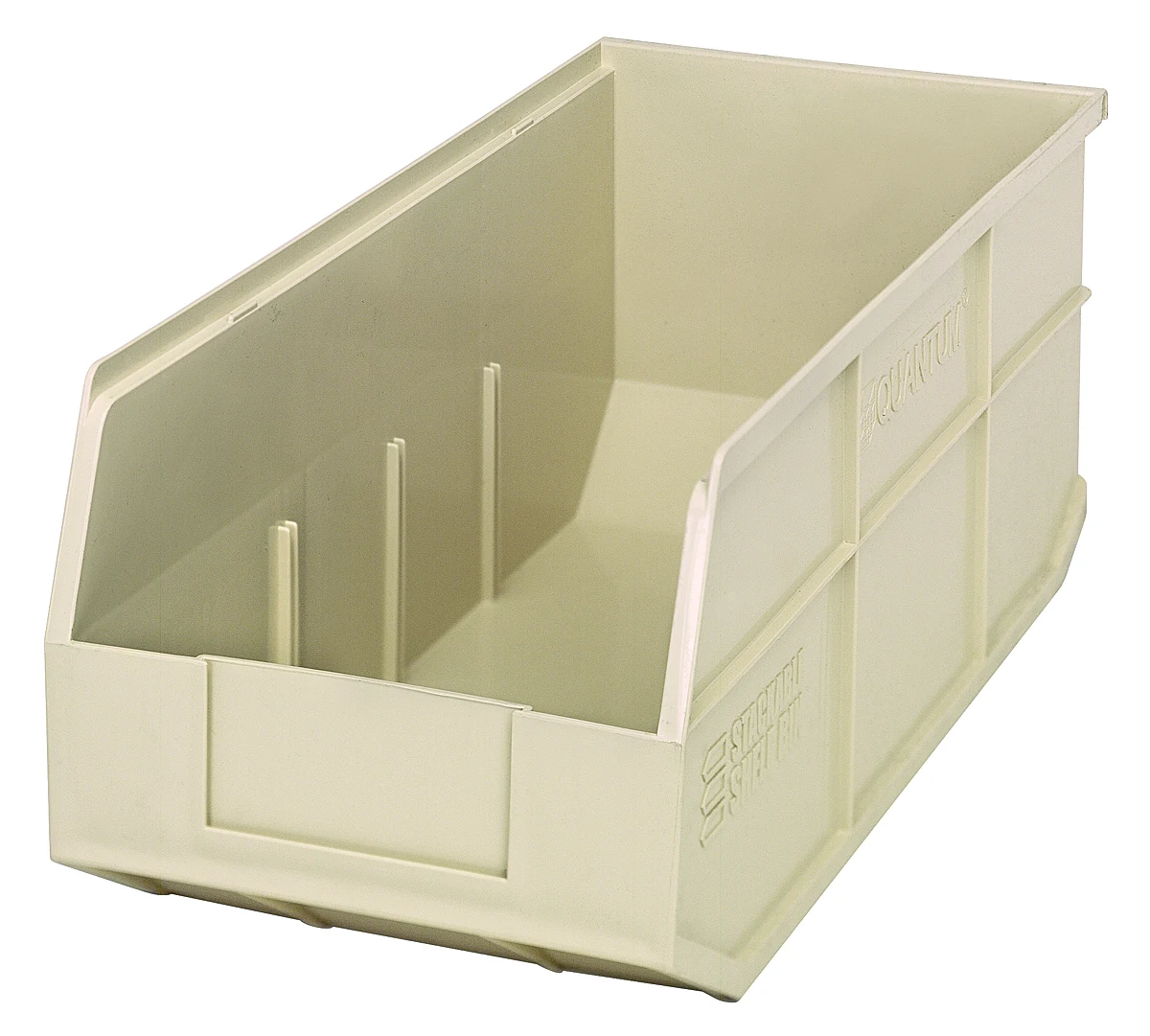 Quantum SSB463IVCS Stackable Shelf Bin, 8-1/4"W x 18"D x 7"H, Ivory, Case of 6