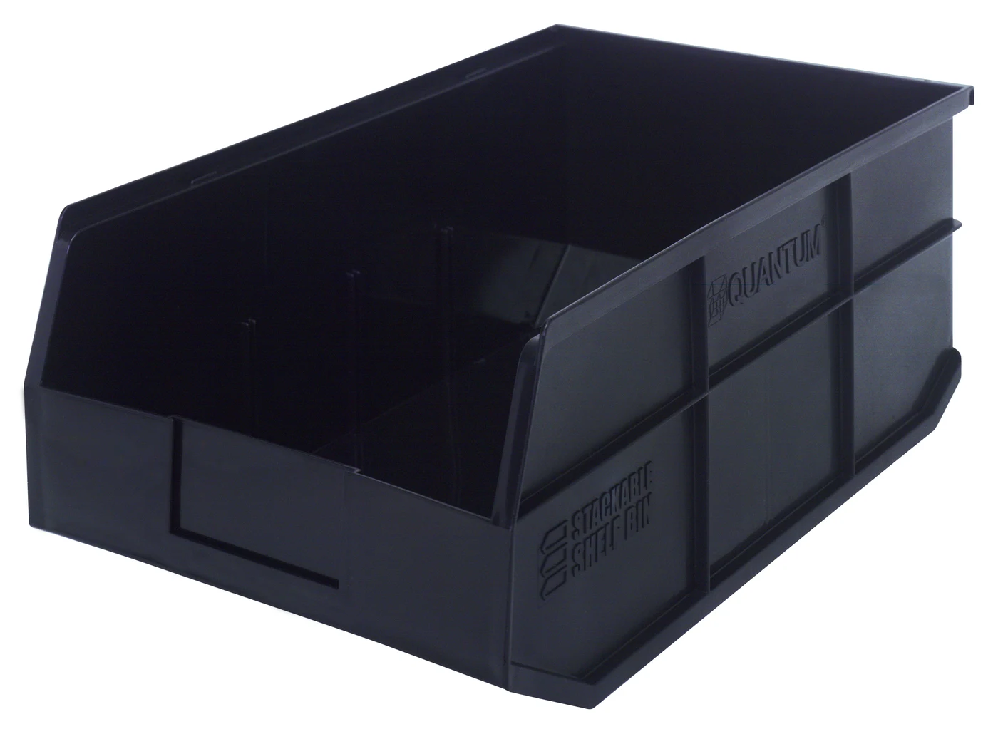 Quantum SSB465BKCS Stackable Shelf Bin, 11"W x 18"D x 7"H, Black, Case of 6
