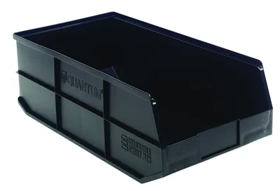 Quantum SSB485BKCS Stackable Shelf Bin, 11"W x 20-1/2"D x 7"H, Black, Case of 6