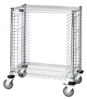 Quantum TC-19 Mobile Tray Cart, 18"W x 30"D x 39"H, 19 Trays capacity, Chrome