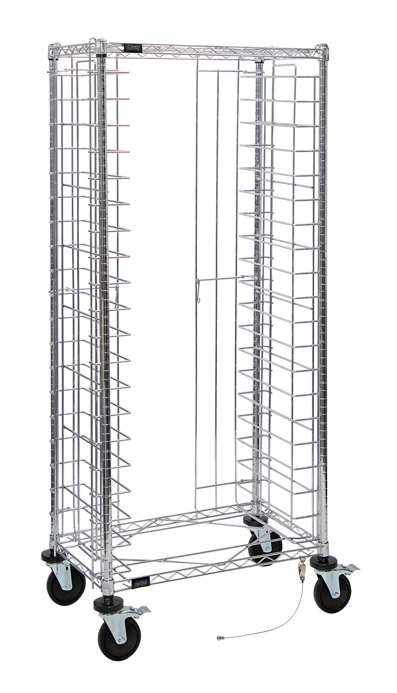 Quantum TC-20CO Mobile Tray Cart, 18"W x 30"D x 69"H, 20 ESD Trays capacity, Chrome/ESD