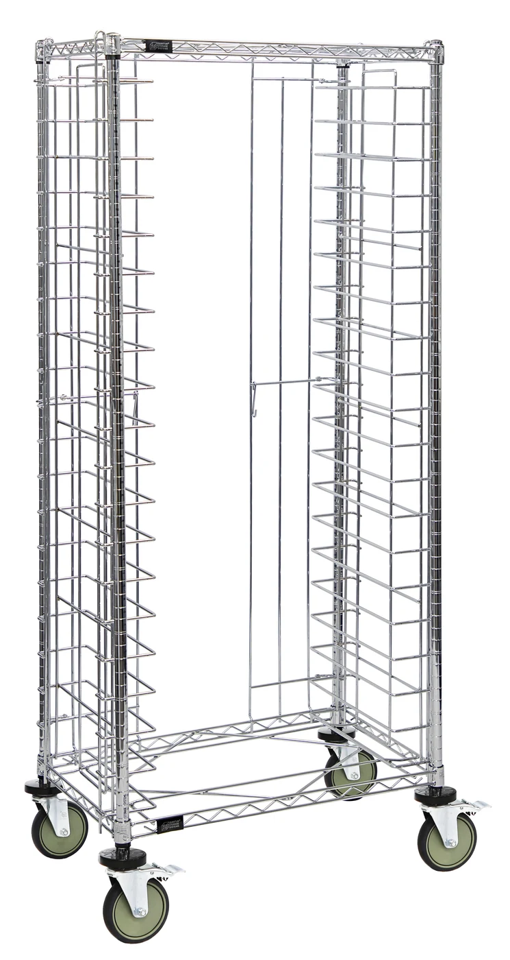 Quantum TC-31 Mobile Tray Cart, 21"W x 30"D x 69"H, 31 Trays capacity, Chrome