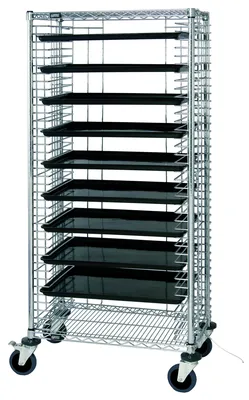 Quantum TC-39CO Mobile Tray Cart, 18"W x 30"D x 69"H, 39 ESD Trays capacity, Chrome/ESD