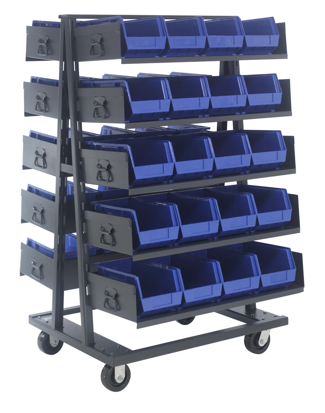 Quantum TTD-OT15-240BK Double-Sided Removable Tray Truck System, 38"W x 40"D x 67"H, 2000 lb capacity, Black