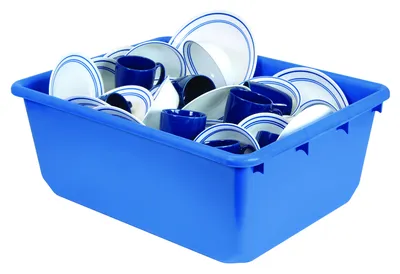 Quantum TUB2419-9BLCS QuanTub Nesting Tote, 100 lb capacity, Blue, Case of 6 — in use