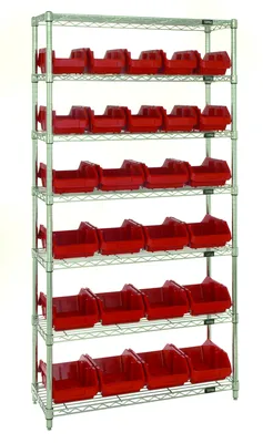 Quantum W7-12-26RD Stationary Bin System Unit, 12-1/2"L x 6-5/8"W x 5"H, 800 lb capacity, Chrome