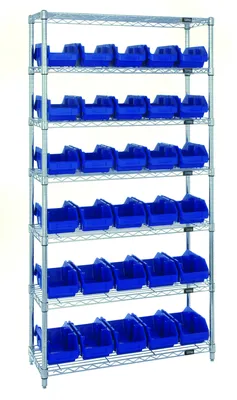 Quantum W7-12-30BL Stationary Bin System Unit, 12-1/2"L x 6-5/8"W x 5"H, 800 lb capacity, Chrome