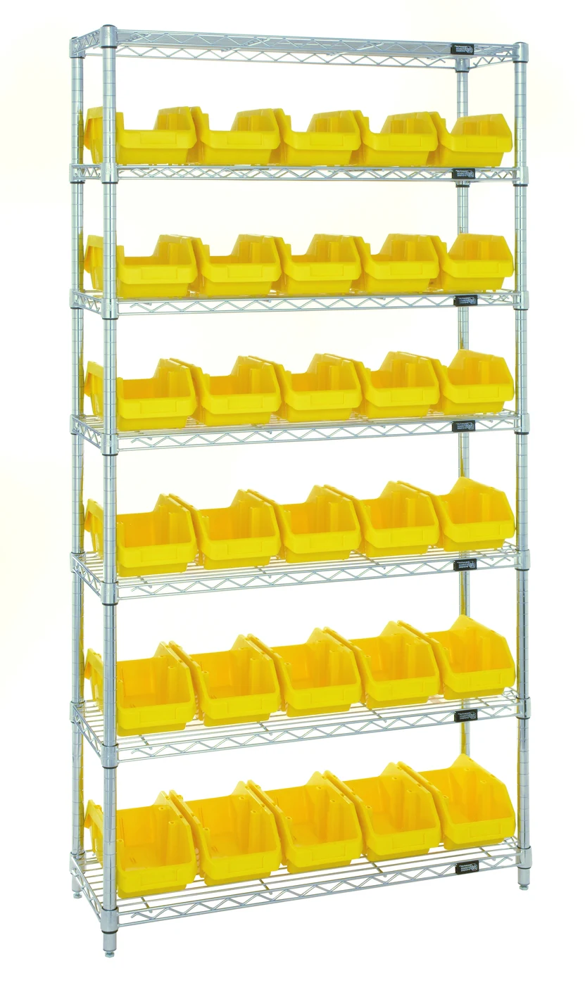 Quantum W7-12-30YL Stationary Bin System Unit, 12-1/2"L x 6-5/8"W x 5"H, 800 lb capacity, Chrome