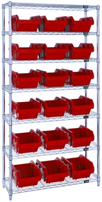 Quantum W7-14-18RD Stationary Bin System Unit, 14"L x 9-1/4"W x 6-1/2"H, 800 lb capacity, Chrome