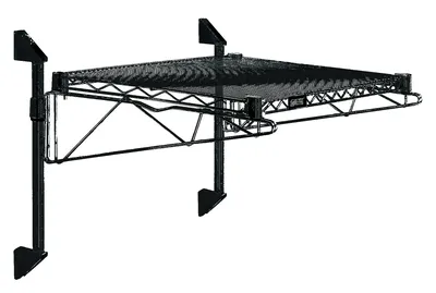 Quantum WC14-CB1224BK Cantilever Single Shelf Post Wall Mount, 24"D x 12"W, Black
