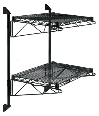 Quantum WC34-CB1224BK Cantilever Double Shelf Post Wall Mount, 24"D x 12"W, Black