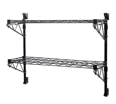 Quantum WC14-1436WBK-2 Cantilever Double Wine Shelf Post Wall Mount, 14"W x 36"D, 96 bottles capacity, Black
