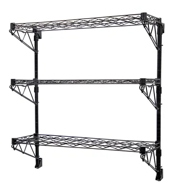 Quantum WC34-1436WBK-3 Cantilever Single Wine Shelf Post Wall Mount, 36"D x 14"W, 96 bottles capacity, Black