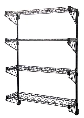 Quantum WC54-1436WBK-4 Cantilever Single Wine Shelf Post Wall Mount, 36"D x 14"W, 96 bottles capacity, Black