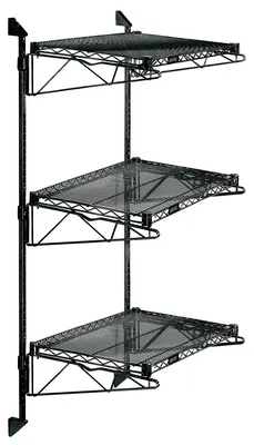 Quantum WC54-CB1224BK Cantilever Double Shelf Post Wall Mount, 24"D x 12"W, Black