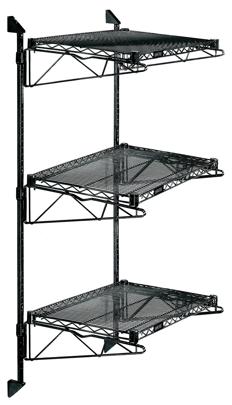 Quantum WC54-CB1224BK Cantilever Double Shelf Post Wall Mount, 24"D x 12"W, Black