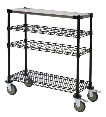 Quantum WRC-1436WSBK-1SS Wine Display/Worktable Cart, 36"W x 14"D x 40"H, 1200 lb capacity, Black