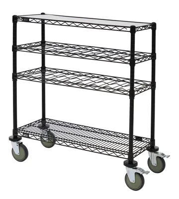 Quantum WRC-1436WSBK Wine Display/Worktable Cart, 36"W x 14"D x 40"H, 1200 lb capacity, Black