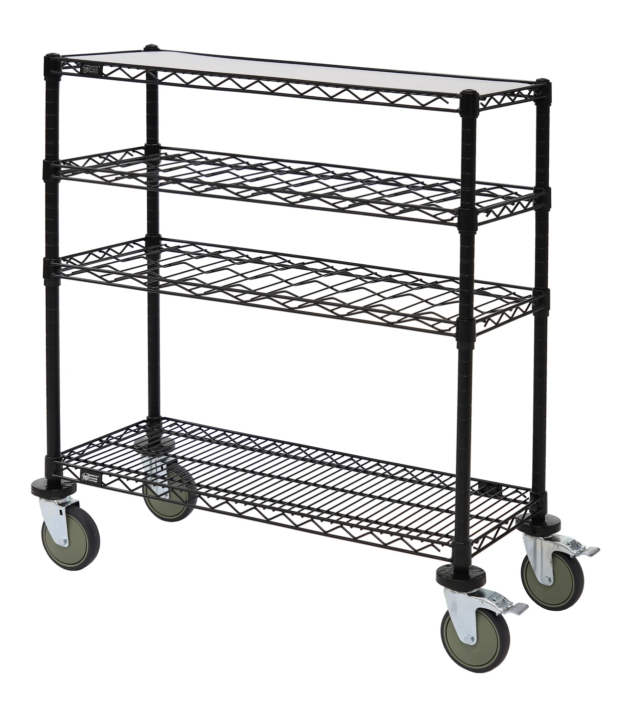 Quantum WRC-1436WSBK Wine Display/Worktable Cart, 36"W x 14"D x 40"H, 1200 lb capacity, Black