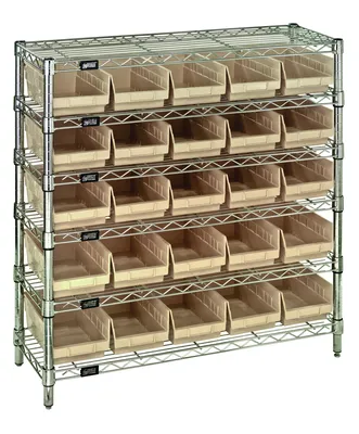 Quantum WR1236-102IV Bin Wire Shelving System, 36"W x 12"D x 36"H, 800 lb capacity, Chrome