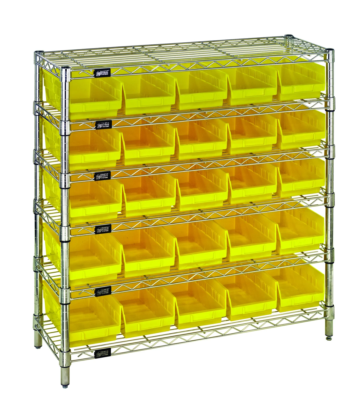 Quantum WR1236-102YL Bin Wire Shelving System, 36"W x 12"D x 36"H, 800 lb capacity, Chrome