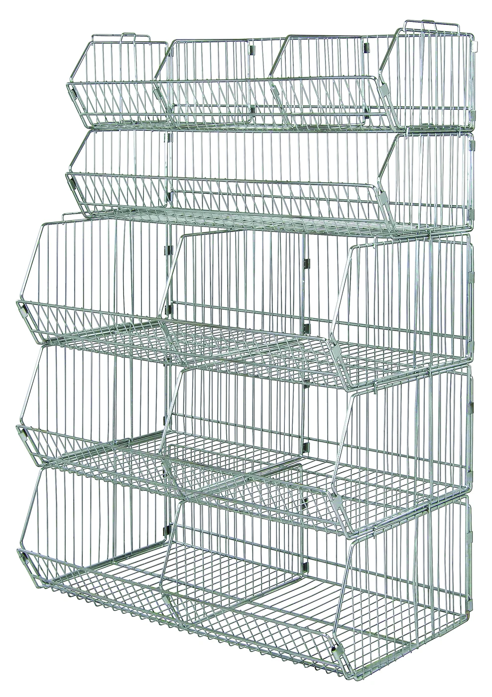 Quantum WR5-36MSBA Stationary Stacking Basket System, 36"D x 20"W x 54"H, Chrome