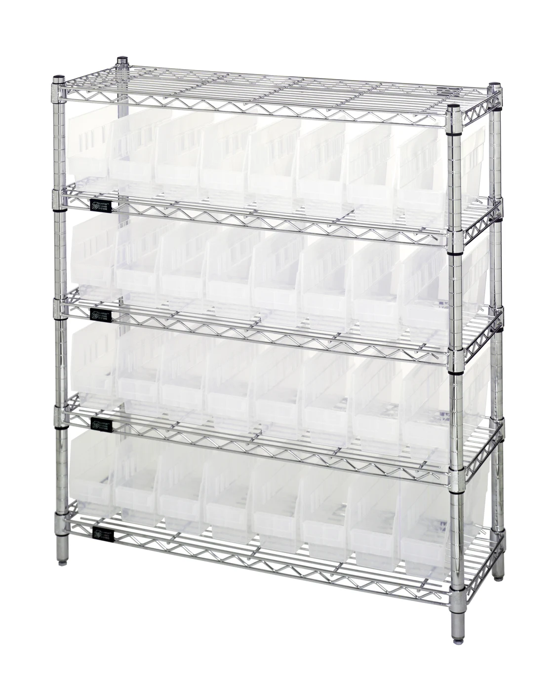 Quantum WR5-39-1236-201CL Bin Wire Shelving Center, 12"D x 36"W x 39"H, 800 lb capacity, Chrome